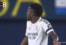 Mbappé entscheidet: Real Madrid siegt 2:0 in Villarreal Kylian Mbappé jubelt nach seinem Tor für Real Madrid gegen Villarreal in LaLiga