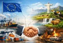 Mercosur-Abkommen: Deutschland plant vorzeitige Anwendung EU-Flagge vor einem Mercosur-Meeting mit Südamerikanischen Delegationen