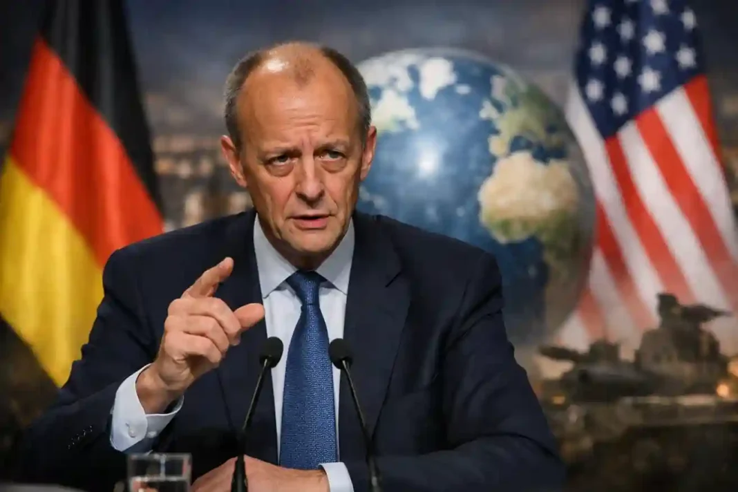 Der deutsche Kanzler Friedrich Merz spricht auf dem Davos Forum