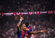 Rafinha brilliert gegen Real Madrid: Supercup-Triumph 2026 Rafinha jubelt nach seinem Tor gegen Real Madrid im spanischen Supercup 2026