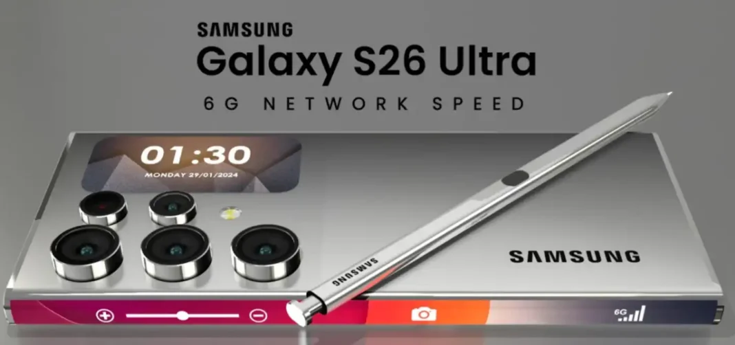 Samsung Galaxy S26 Ultra Smartphone Frontansicht mit 6,9 Zoll Dynamic LTPO AMOLED Display und Quad-Kamera