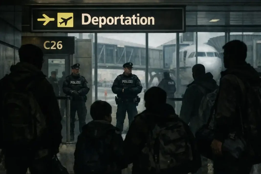 Symbolbild zur Abschiebung syrischer Flüchtlinge aus Deutschland im Zuge verschärfter Migrationspolitik