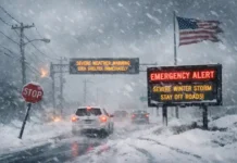 Heftiger Wintersturm bedroht Südosten der USA massiv Heftiger Wintersturm in den Südstaaten der USA mit Schneefall und Orkanböen