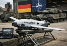 Deutschland setzt auf Kamikaze-Drohnen für NATO-Ostflanke Kamikaze-Drohne Virtus der Bundeswehr in einer deutschen Militärkaserne