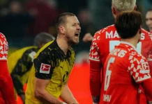Borussia Dortmund dominiert Mainz 4:0 – Bundesliga Top-Spiel Serhou Guirassy feiert das erste Tor gegen Mainz am 13. Februar 2026 in der Bundesliga