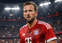 Harry Kane vor Mega-Wechsel? Bayern zittert! Harry Kane im Bayern-Trikot während eines Bundesliga-Spiels 2026