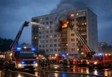 Tödliche Explosion in Rostock: Große Evakuierung Feuerwehr löscht Brand nach Explosion in einem Mehrfamilienhaus in Rostock